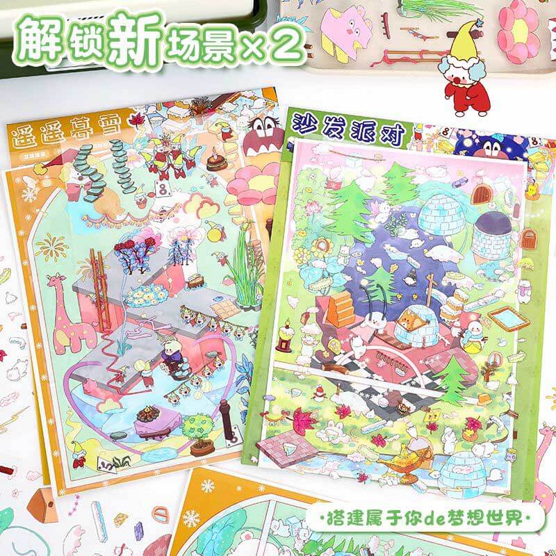 Cosy Dreamscapes DIY 3D Scene Stickers 2 Cute Miniature Scenes