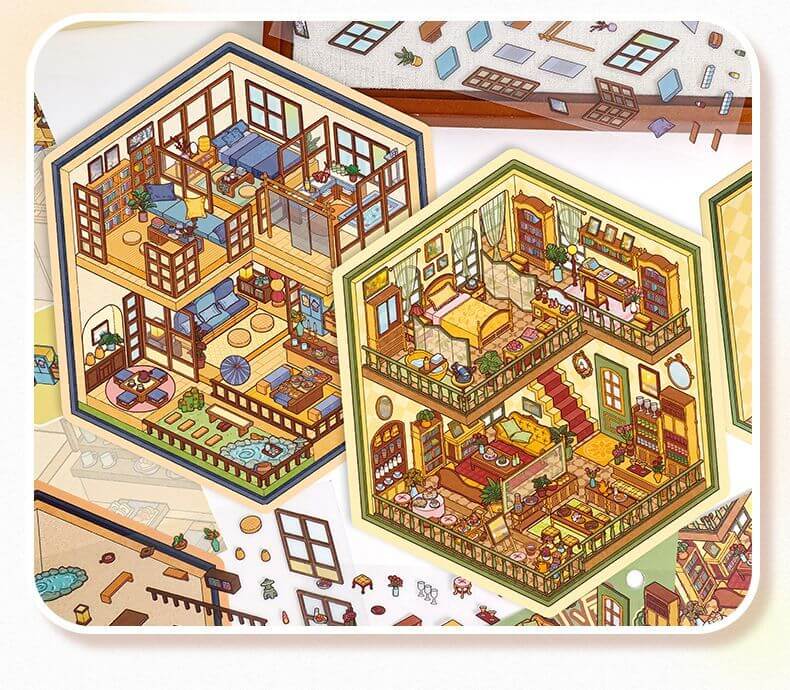 Cottages of Calm DIY 3D Scene Stickers 2 Cute Miniature Scenes