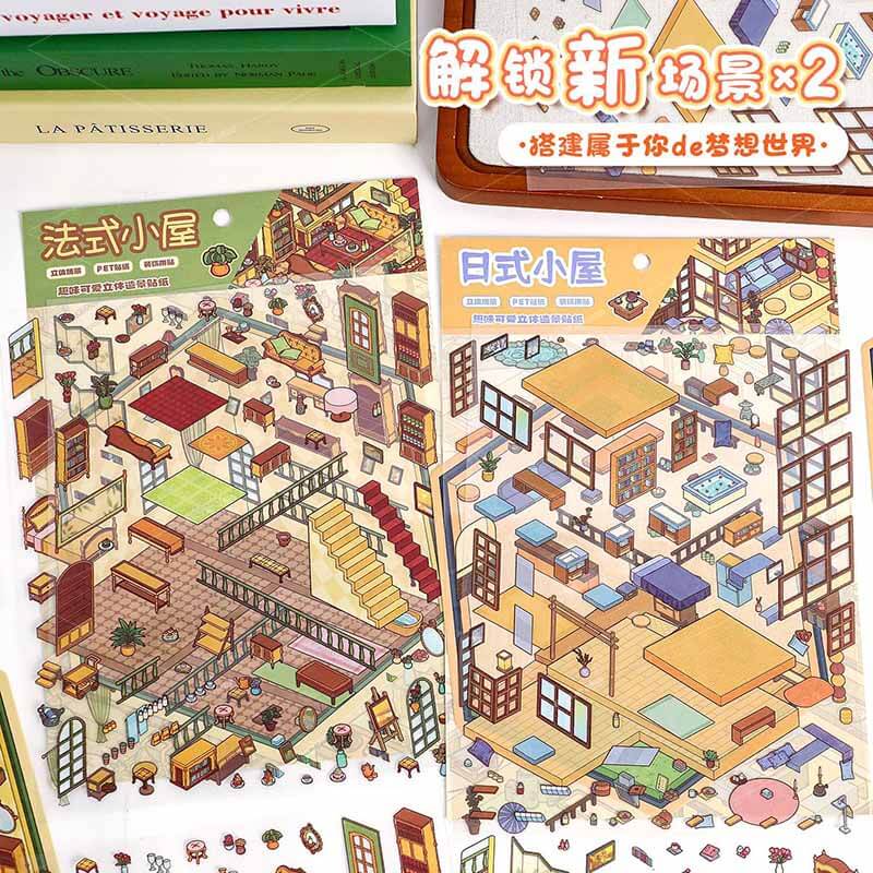 Cottages of Calm DIY 3D Scene Stickers 2 Cute Miniature Scenes