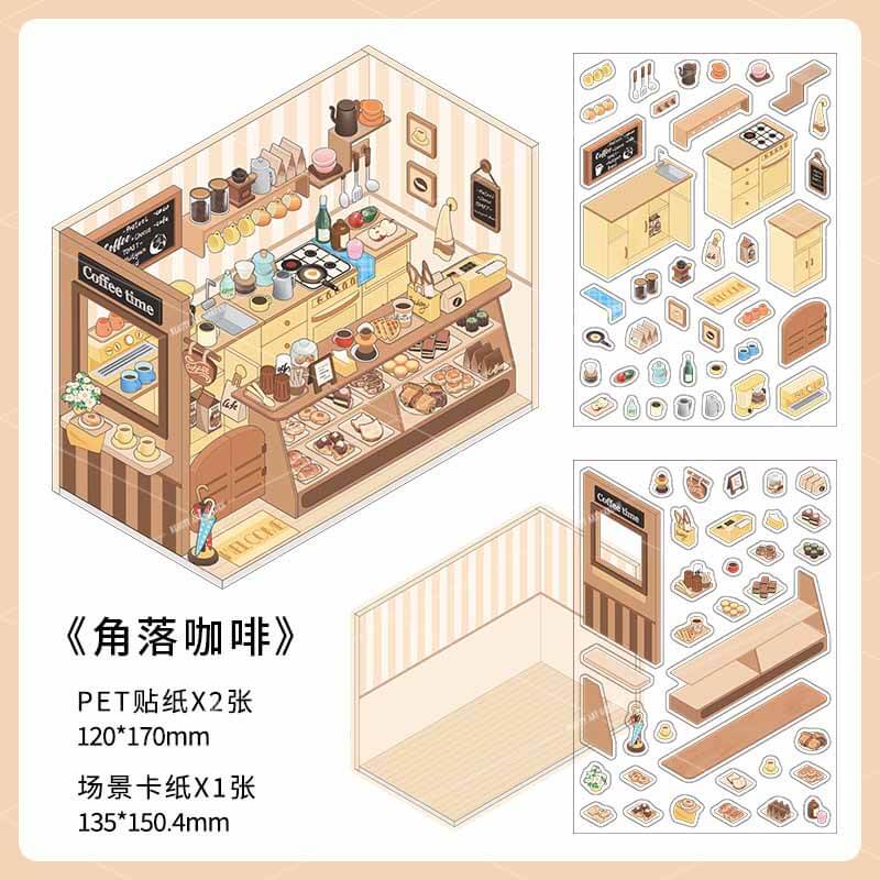 Cozy Nooks DIY 3D Scene Stickers 4 Cute Miniature Scenes