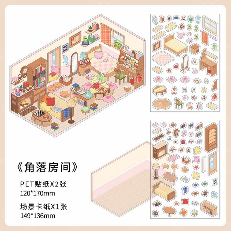 Cozy Nooks DIY 3D Scene Stickers 4 Cute Miniature Scenes