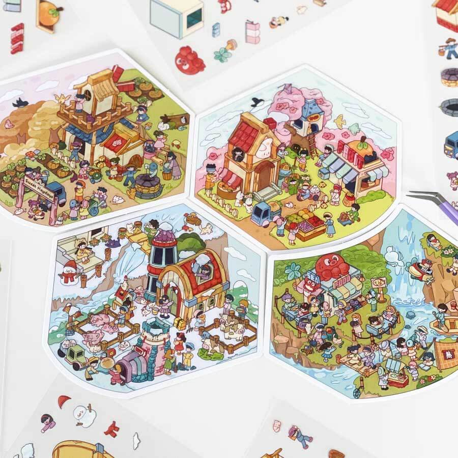 Sweet Farm DIY 3D Scene Stickers 4 Cute Miniature Scenes