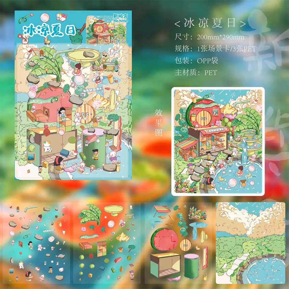 Slice of Life DIY 3D Scene Stickers 4 Cute Miniature Scenes