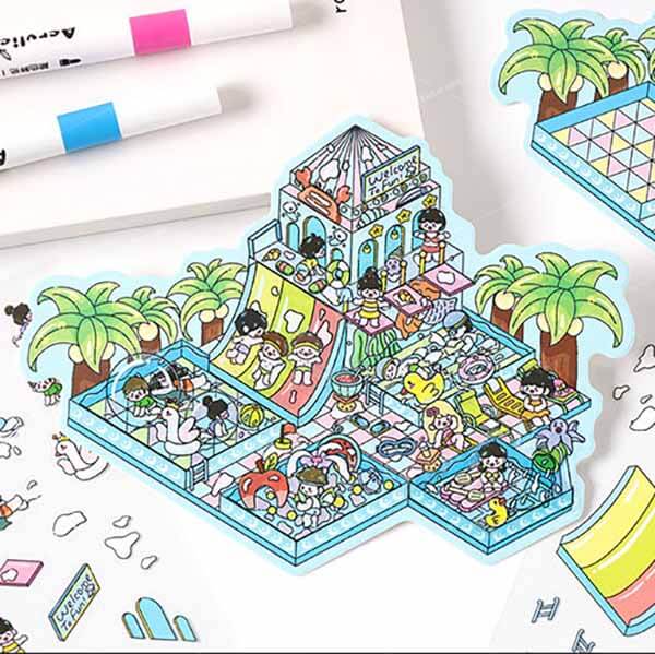 Dreamscape Parks DIY 3D Scene Stickers 4 Cute Miniature Scenes
