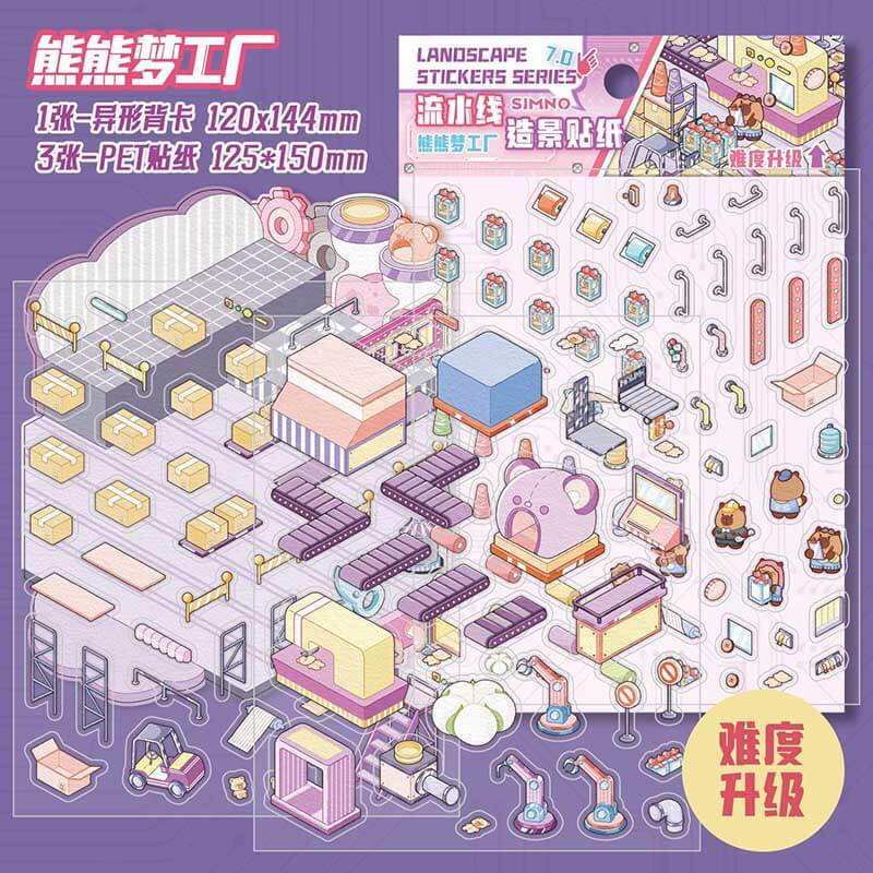 Factory of Dreams DIY 3D Scene Stickers 4 Cute Miniature Scenes
