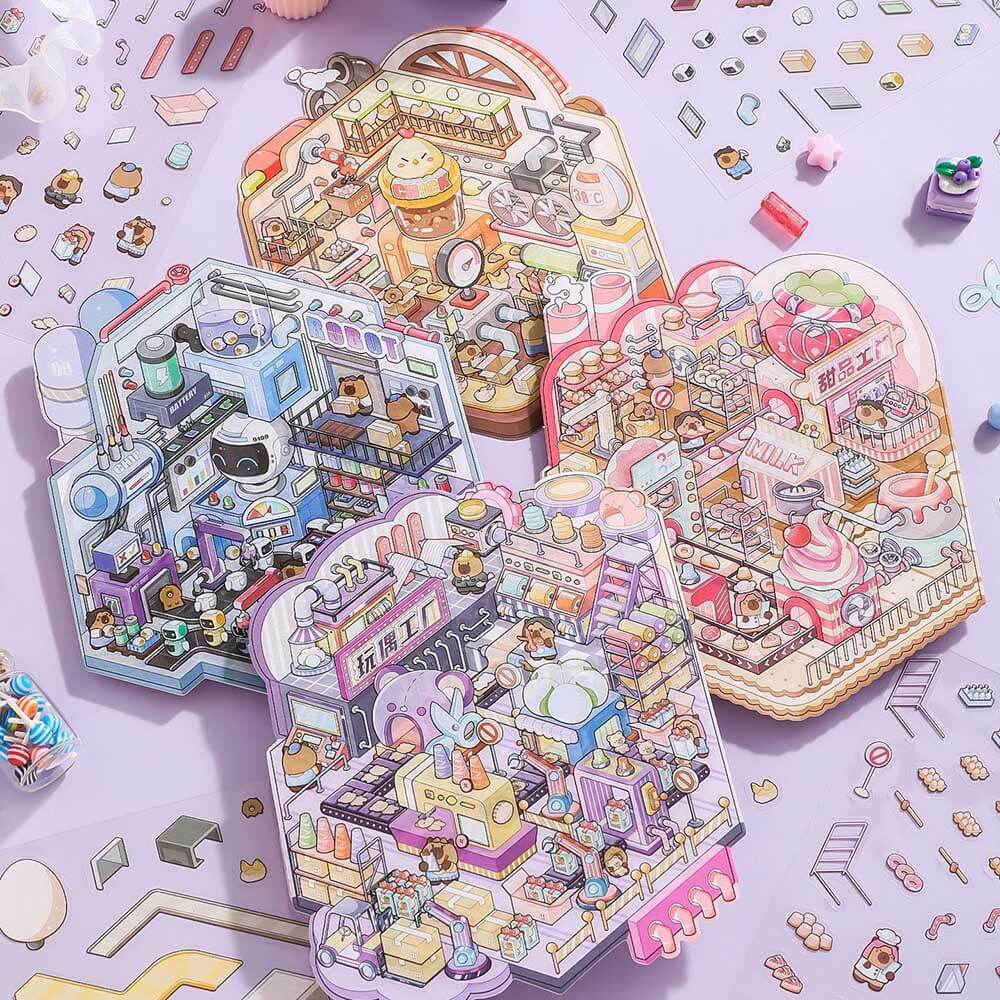 Factory of Dreams DIY 3D Scene Stickers 4 Cute Miniature Scenes