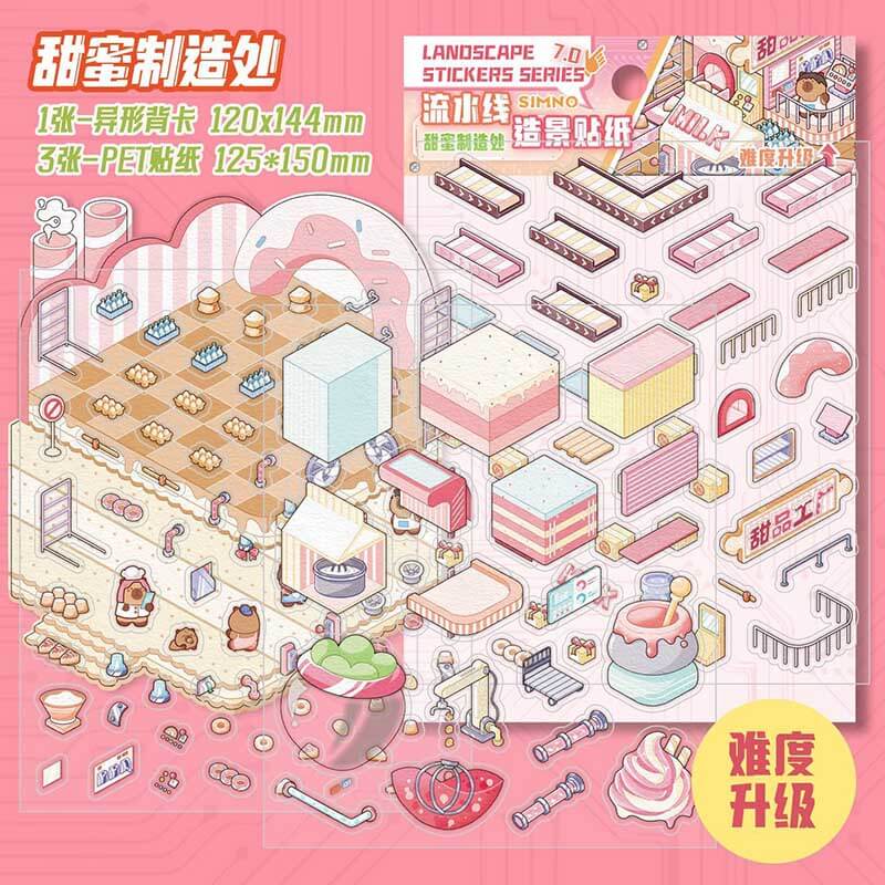Factory of Dreams DIY 3D Scene Stickers 4 Cute Miniature Scenes
