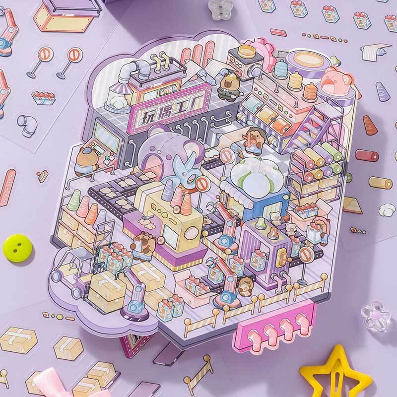 Factory of Dreams DIY 3D Scene Stickers 4 Cute Miniature Scenes