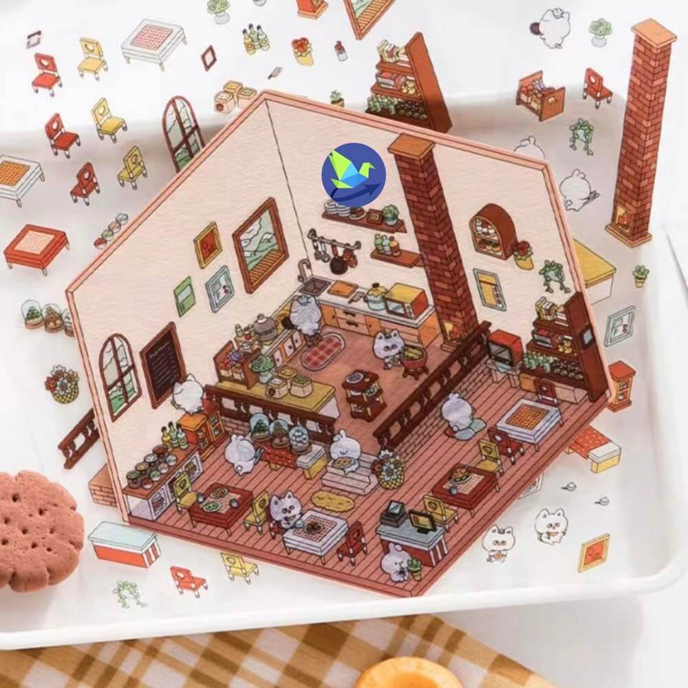 Animal Small Business DIY 3D Scene Stickers 4 Cute Miniature Scenes