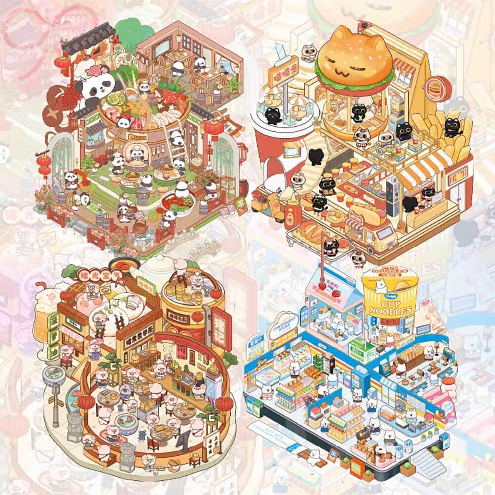 Delicious Restaurant DIY 3D Scene Stickers 4 Cute Miniature Scenes