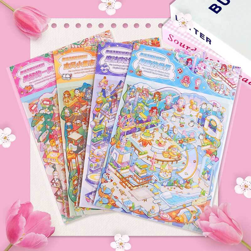Joyful Journeys DIY 3D Scene Stickers 4 Cute Miniature Scenes
