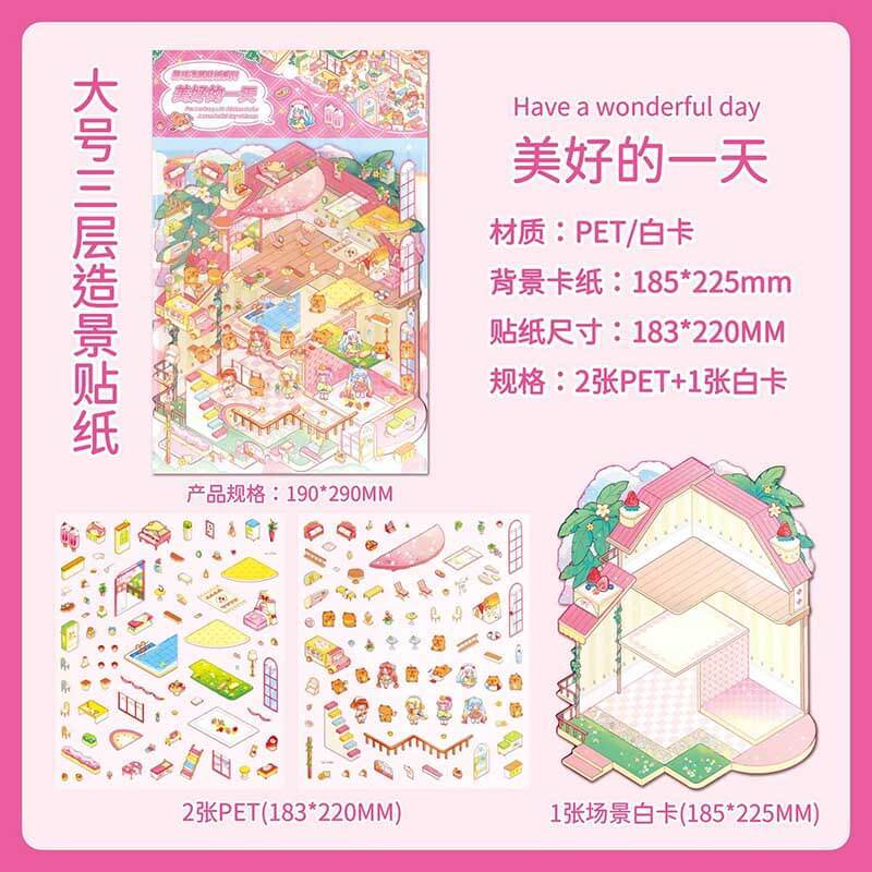 Joyful Journeys DIY 3D Scene Stickers 4 Cute Miniature Scenes