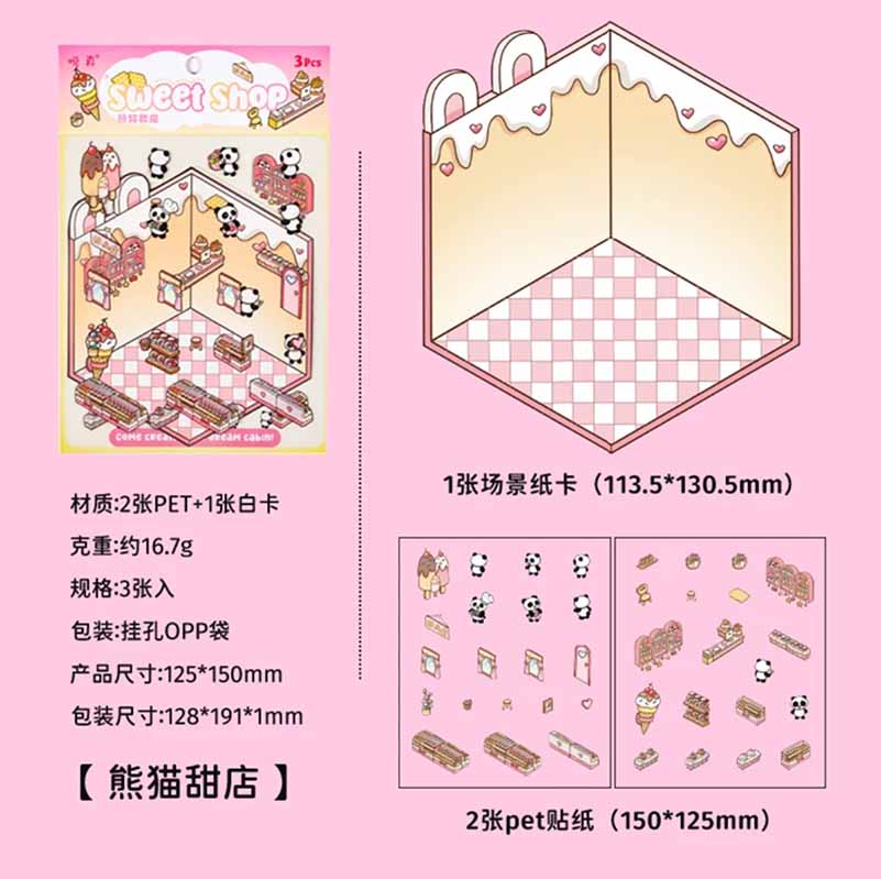 Dream Cottage Collection DIY 3D Scene Stickers - 4 Cute Miniature Scenes