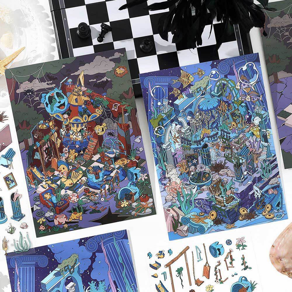 Lost Realms DIY 3D Scene Stickers 2 Cute Miniature Scenes