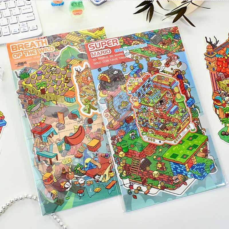 Game On DIY 3D Scene Stickers 2 Cute Miniature Scenes