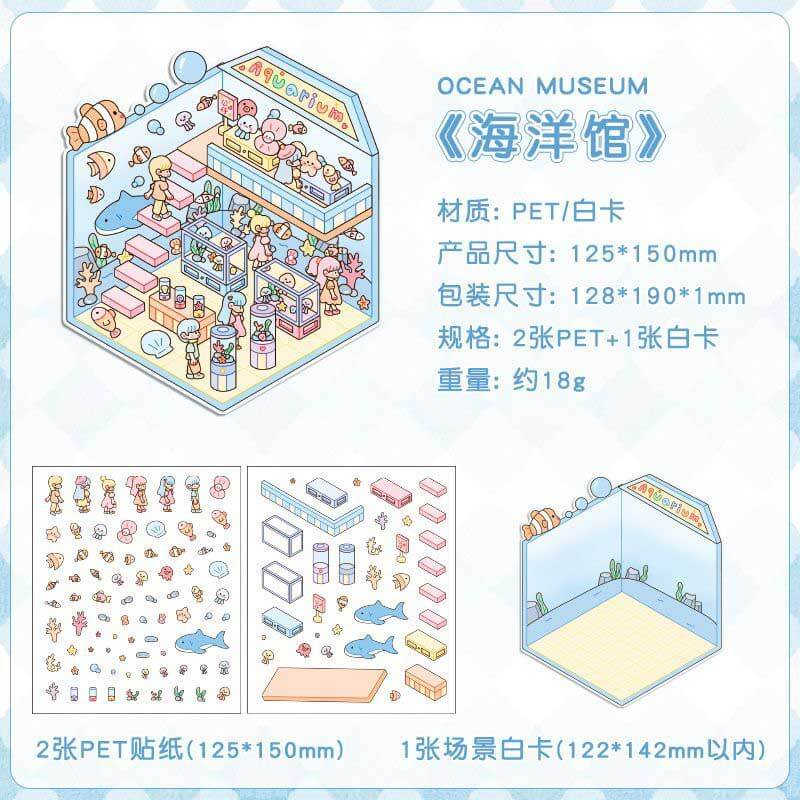 Lovely Life Town DIY 3D Scene Stickers 4 Cute Miniature Scenes
