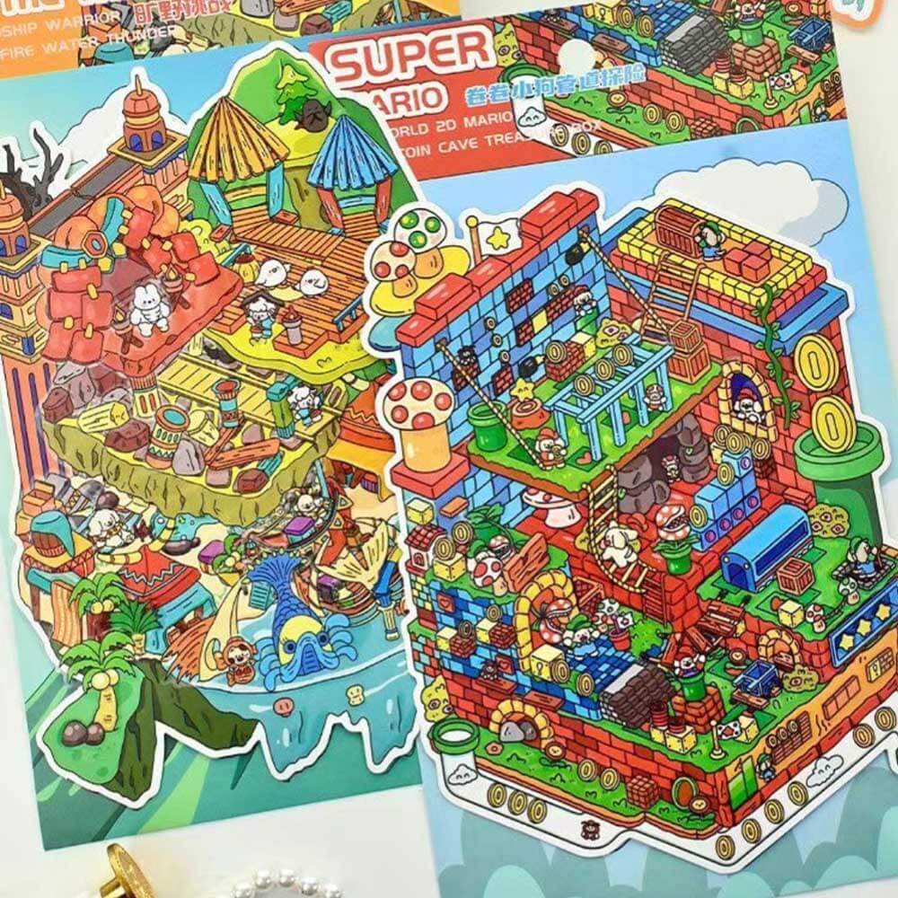 Game On DIY 3D Scene Stickers 2 Cute Miniature Scenes