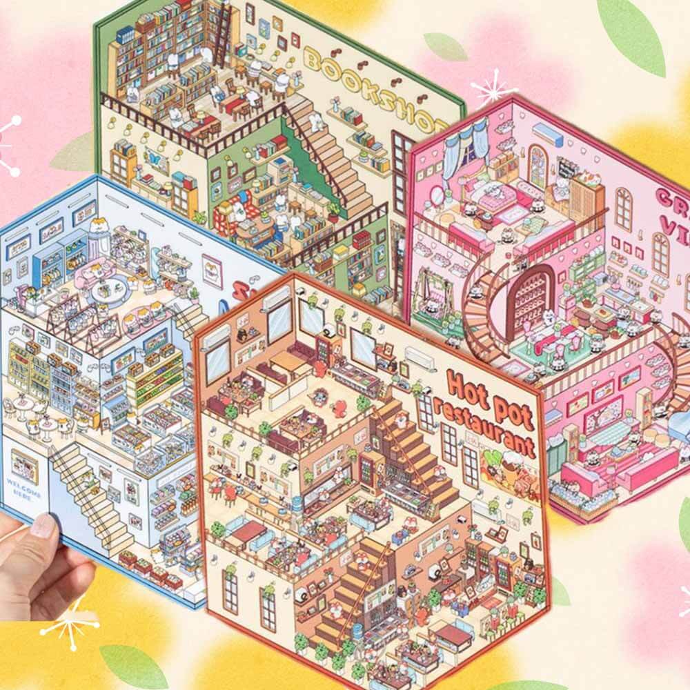 Fantasy World DIY 3D Scene Stickers 4 Cute Miniature Scenes