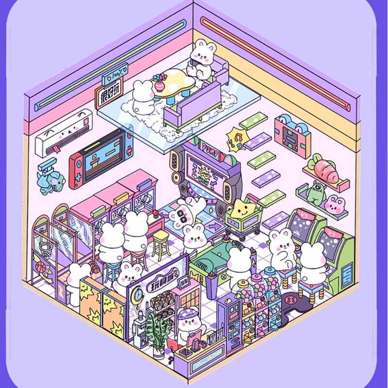 Blush Bunny Home DIY 3D Scene Stickers 4 Cute Miniature Scenes