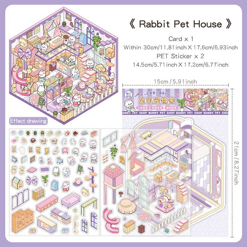 Paws & Palates DIY 3D Scene Stickers 4 Cute Miniature Scenes