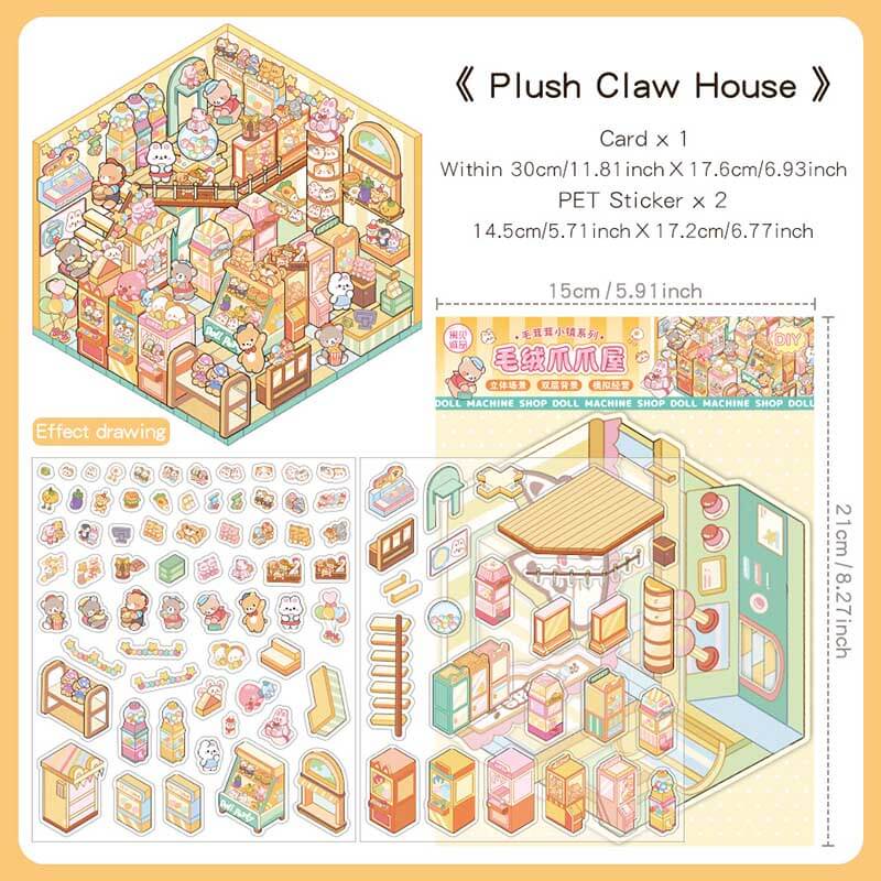 Paws & Palates DIY 3D Scene Stickers 4 Cute Miniature Scenes