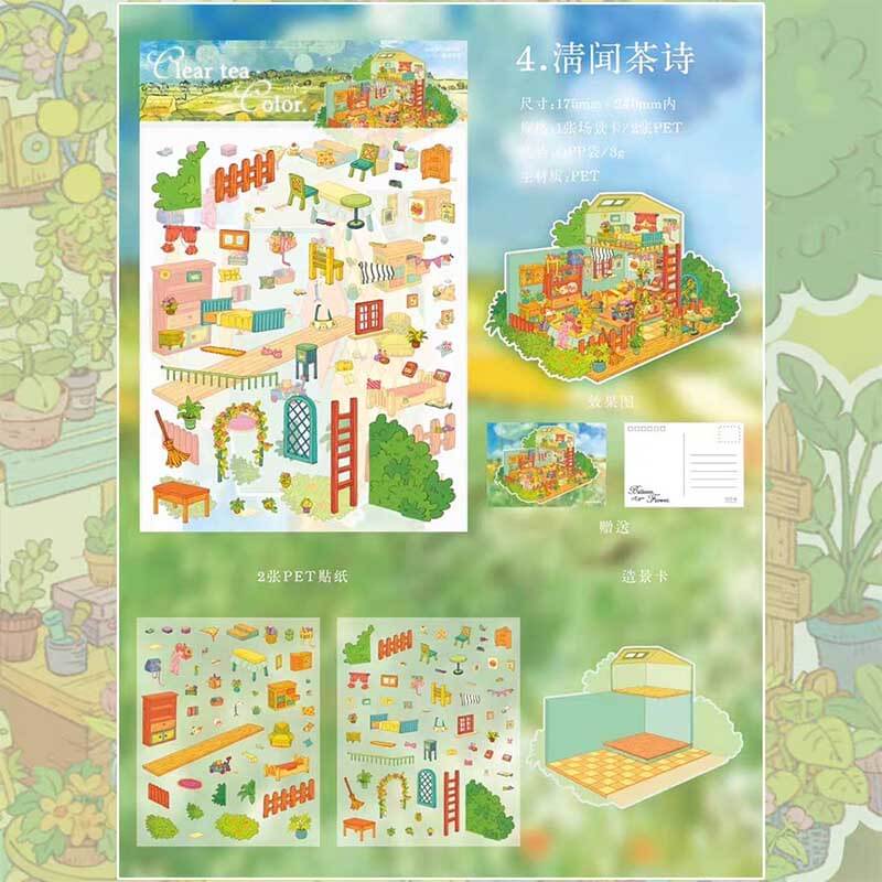 Poetic Earth DIY 3D Scene Stickers 4 Cute Miniature Scenes