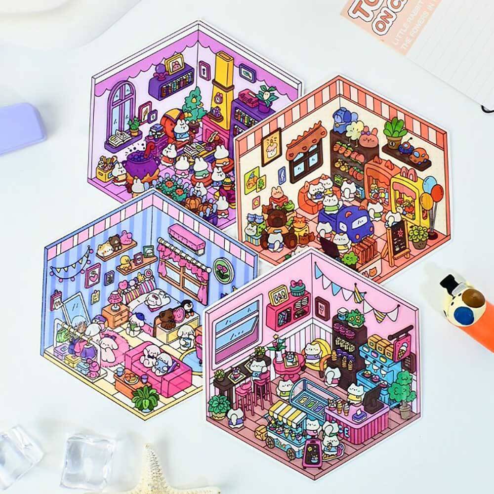 Roomful of Wonder DIY 3D Sticker Collection 4 Cute Miniature Scenes