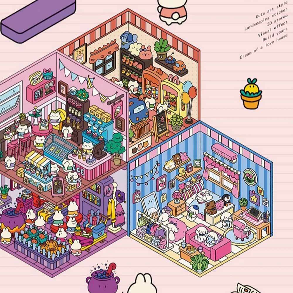 Roomful of Wonder DIY 3D Sticker Collection 4 Cute Miniature Scenes