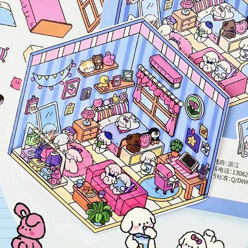 Roomful of Wonder DIY 3D Sticker Collection 4 Cute Miniature Scenes