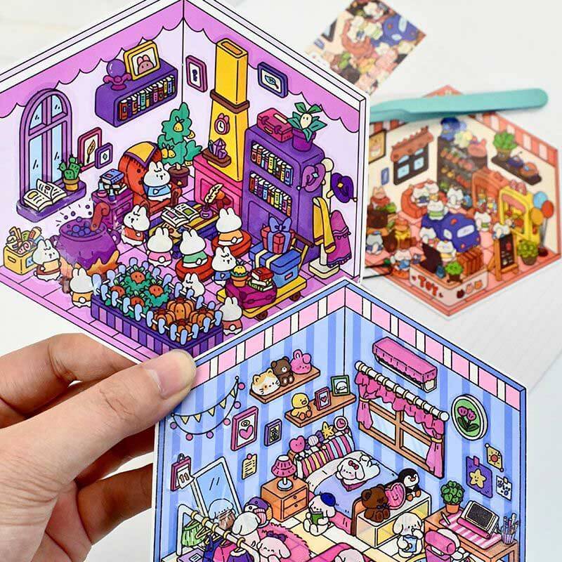 Roomful of Wonder DIY 3D Sticker Collection 4 Cute Miniature Scenes