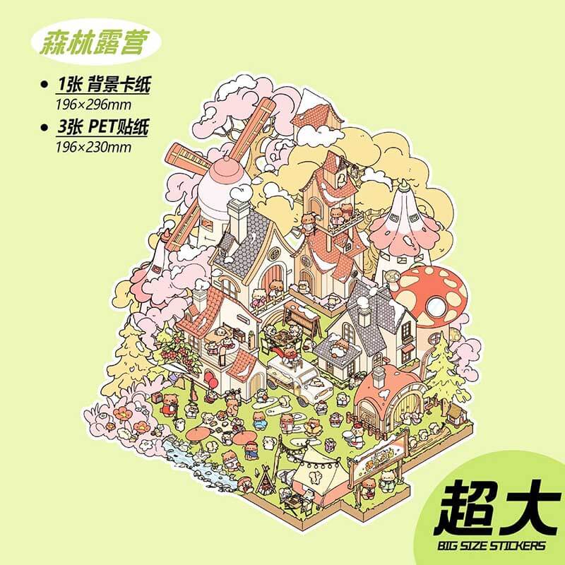 Rooted & Roaming DIY 3D Scene Stickers 3 Cute Miniature Scenes