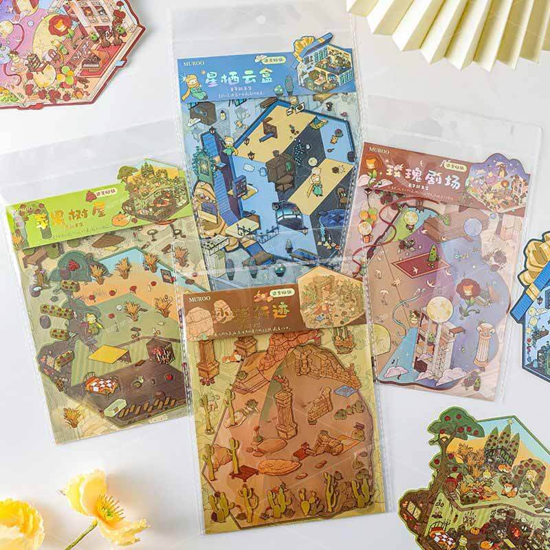 Rose Reverie DIY 3D Scene Stickers 4 Cute Miniature Scenes