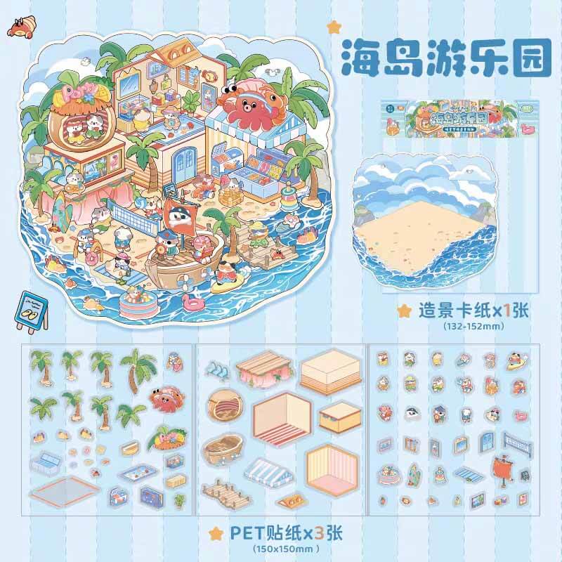 Meow Dreams DIY 3D Scene Stickers 4 Cute Miniature Scenes