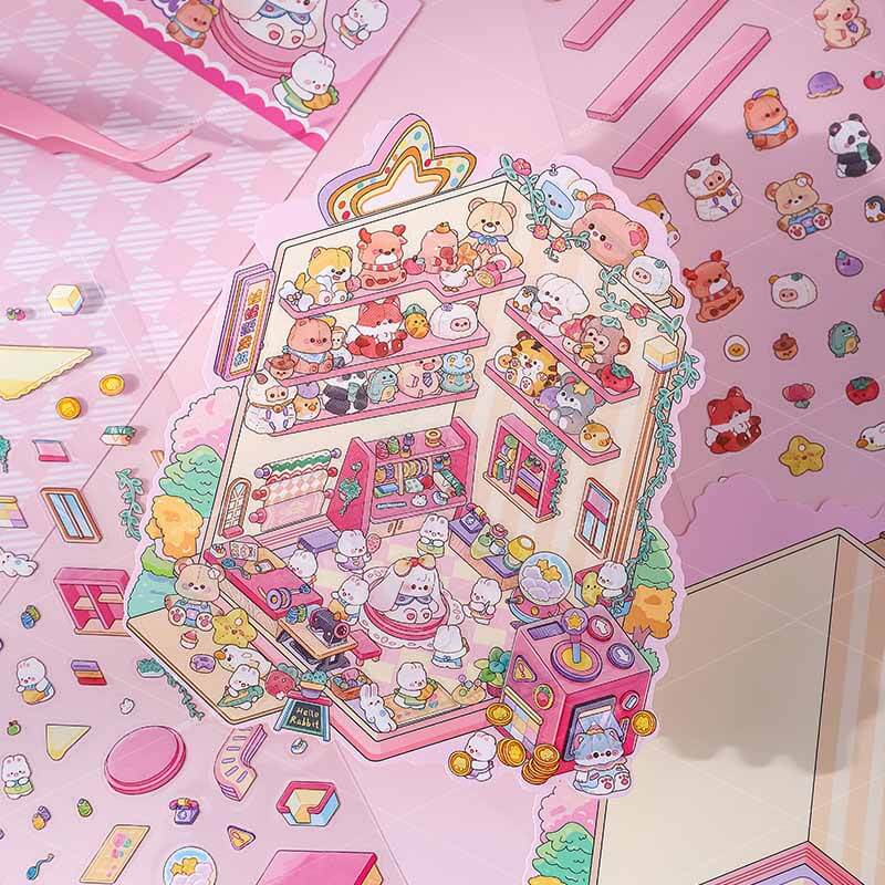 Tiny Joys Market DIY 3D Scene Stickers 4 Cute Miniature Scenes