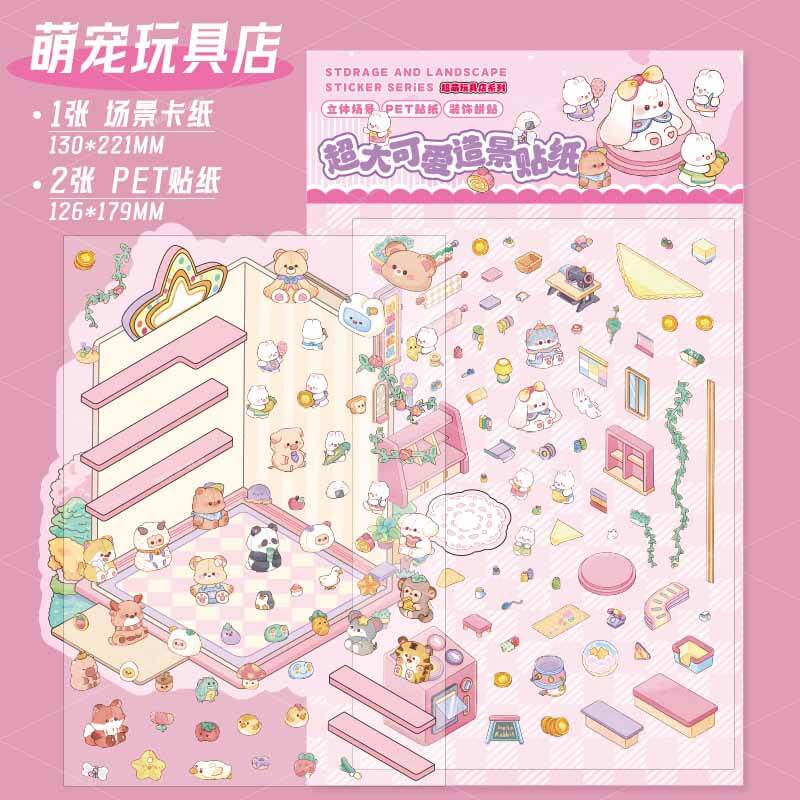 Tiny Joys Market DIY 3D Scene Stickers 4 Cute Miniature Scenes