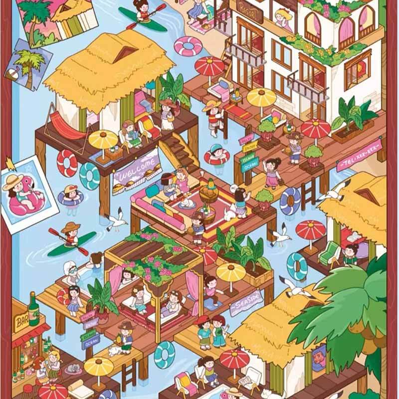 Summer Getaway DIY 3D Scene Stickers 4 Cute Miniature Scenes
