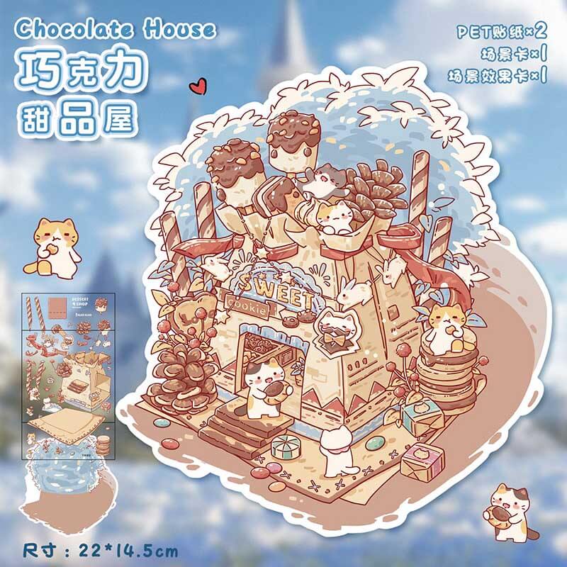 Teacup Tales DIY 3D Scene Stickers 4 Cute Miniature Scenes
