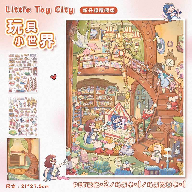 Toyland Reverie DIY 3D Scene Stickers 2 Cute Miniature Scenes