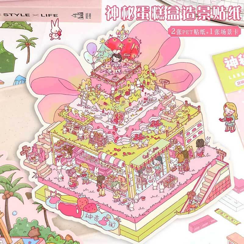 Treat Time DIY 3D Scene Stickers 2 Cute Miniature Scenes