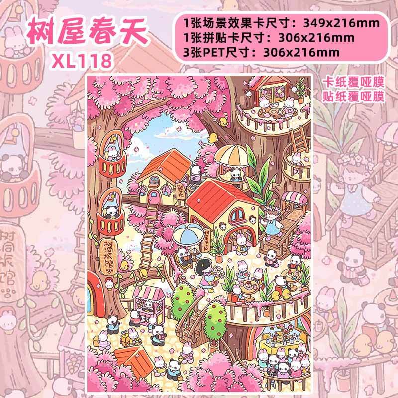 Treehouse Town DIY 3D Scene Stickers 4 Cute Miniature Scenes