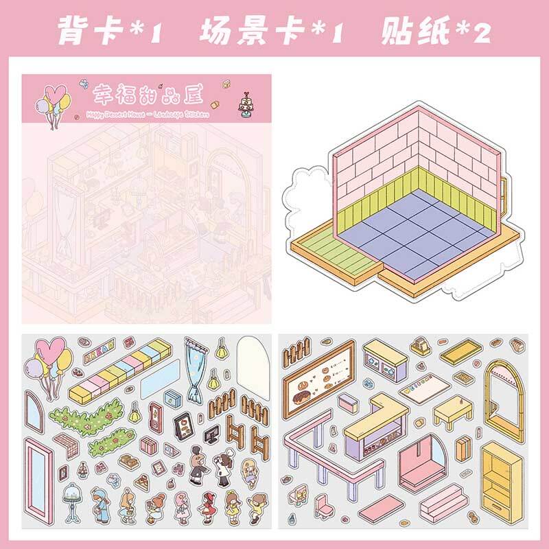 Urban Escapes DIY 3D Scene Stickers 4 Cute Miniature Scenes