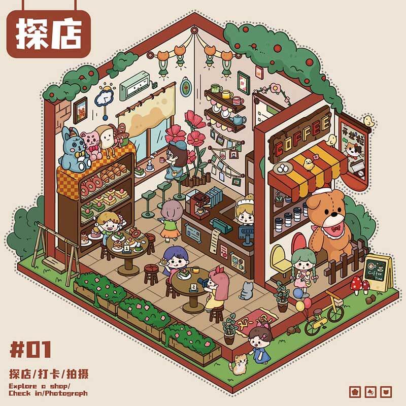 Urban Escapes DIY 3D Scene Stickers 4 Cute Miniature Scenes