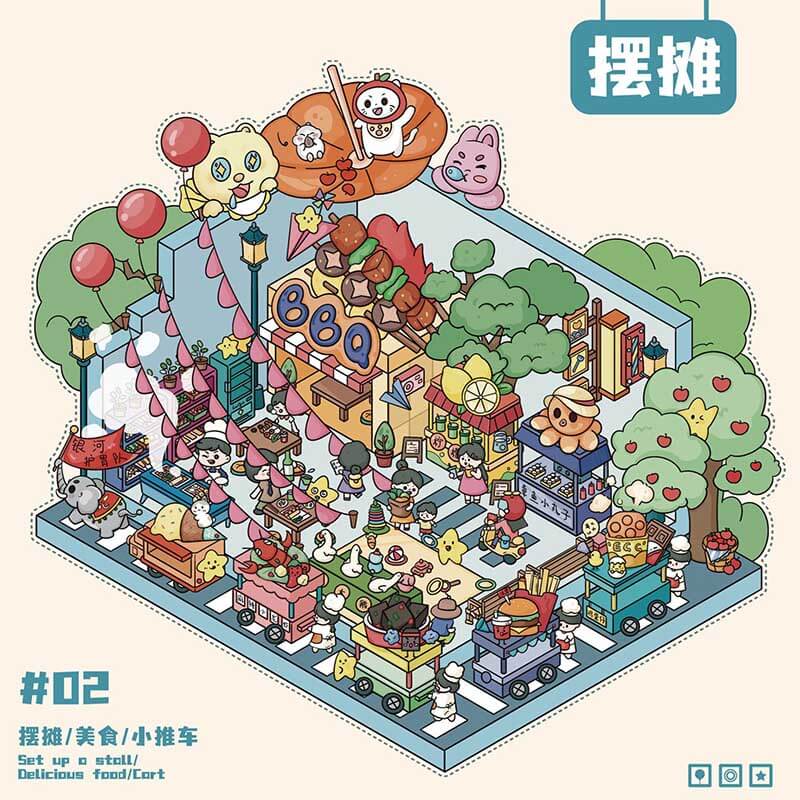Urban Escapes DIY 3D Scene Stickers 4 Cute Miniature Scenes