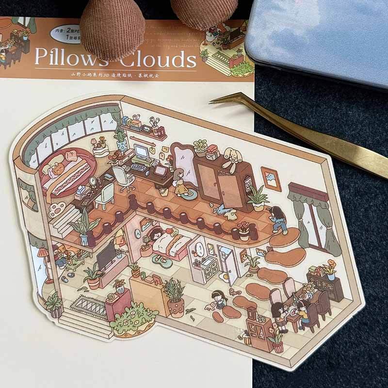 Verses in Mist DIY 3D Scene Stickers 4 Cute Miniature Scenes