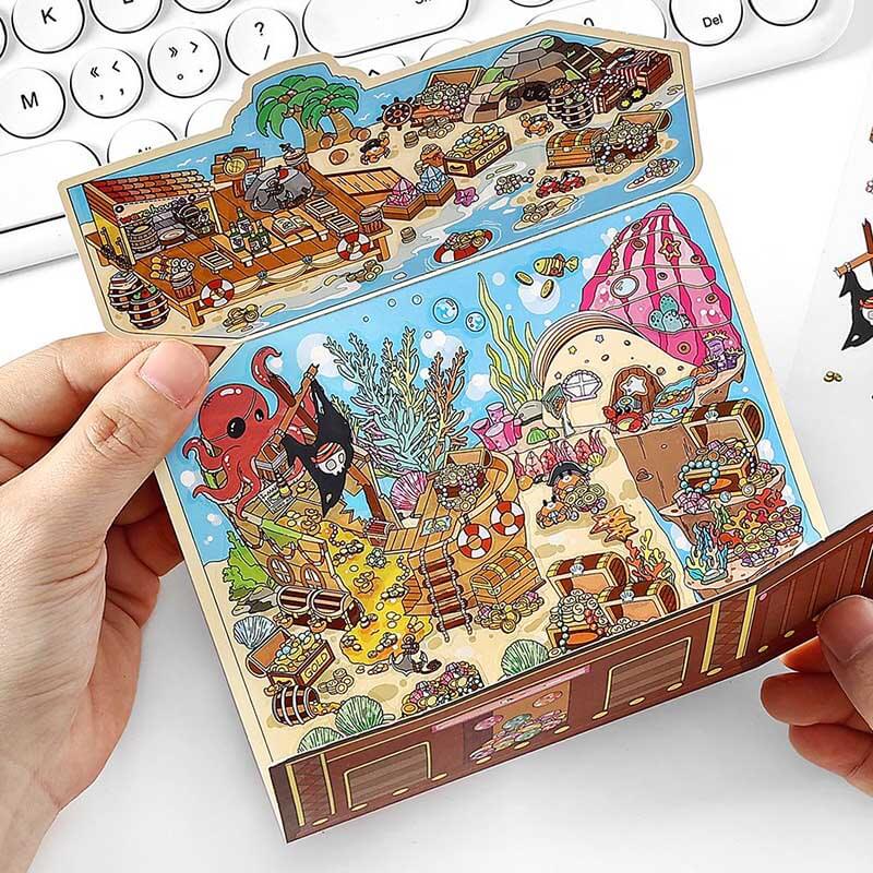 Whimsical Treasures DIY 3D Scene Stickers 4 Cute Miniature Scenes