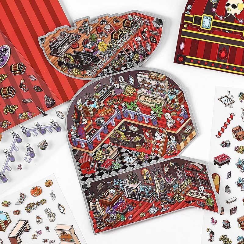 Whimsical Treasures DIY 3D Scene Stickers 4 Cute Miniature Scenes