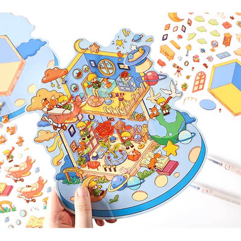 Whimsy Tale Dwellings DIY 3D Scene Stickers 4 Cute Miniature Scenes