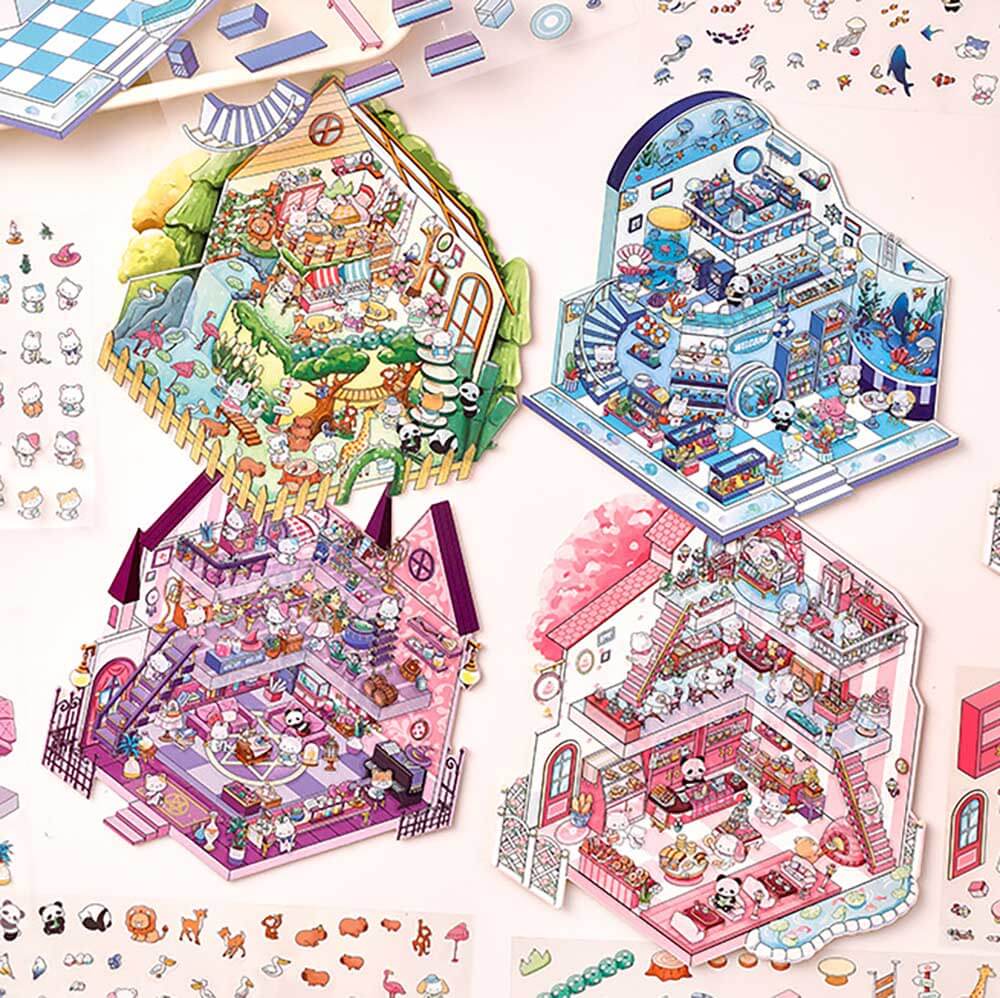 Wonder Spots DIY 3D Scene Stickers 4 Cute Miniature Scenes