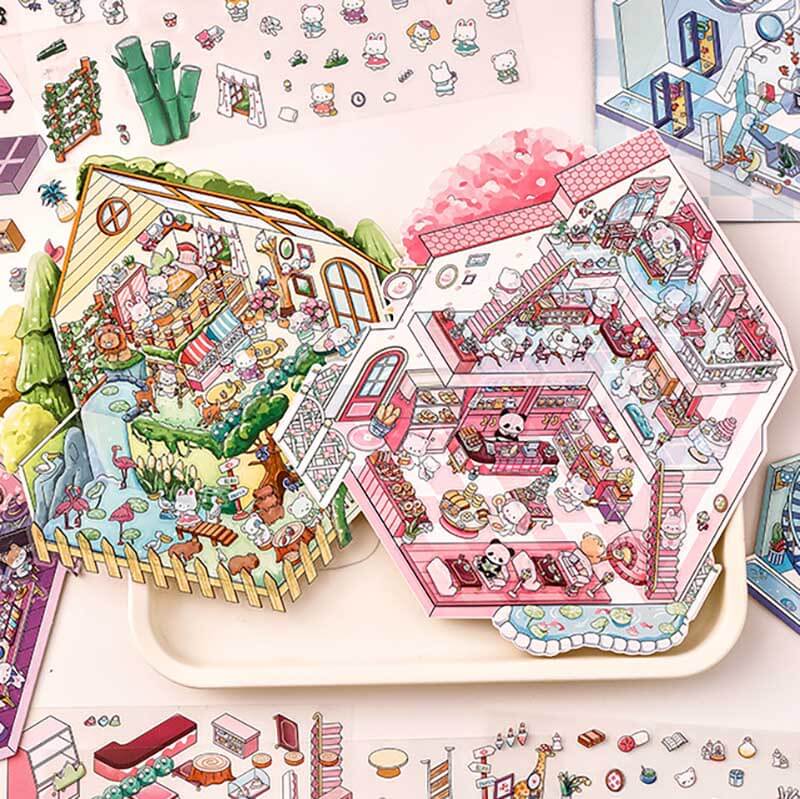 Wonder Spots DIY 3D Scene Stickers 4 Cute Miniature Scenes