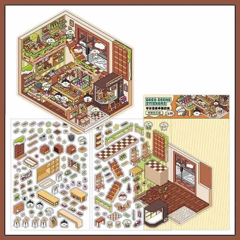 Chocolate Workshop DIY 3D Scene Stickers 4 Cute Miniature Scenes